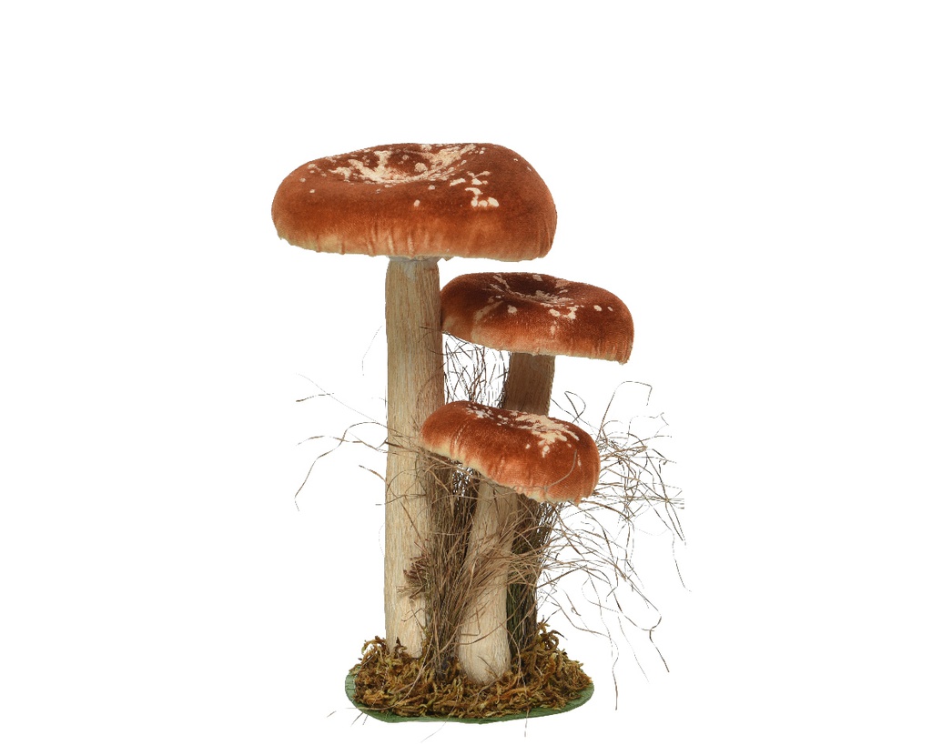 ***MUSHROOM POLYESTER VELVET ASSORTED L14.00-W18.00-H26.00cm