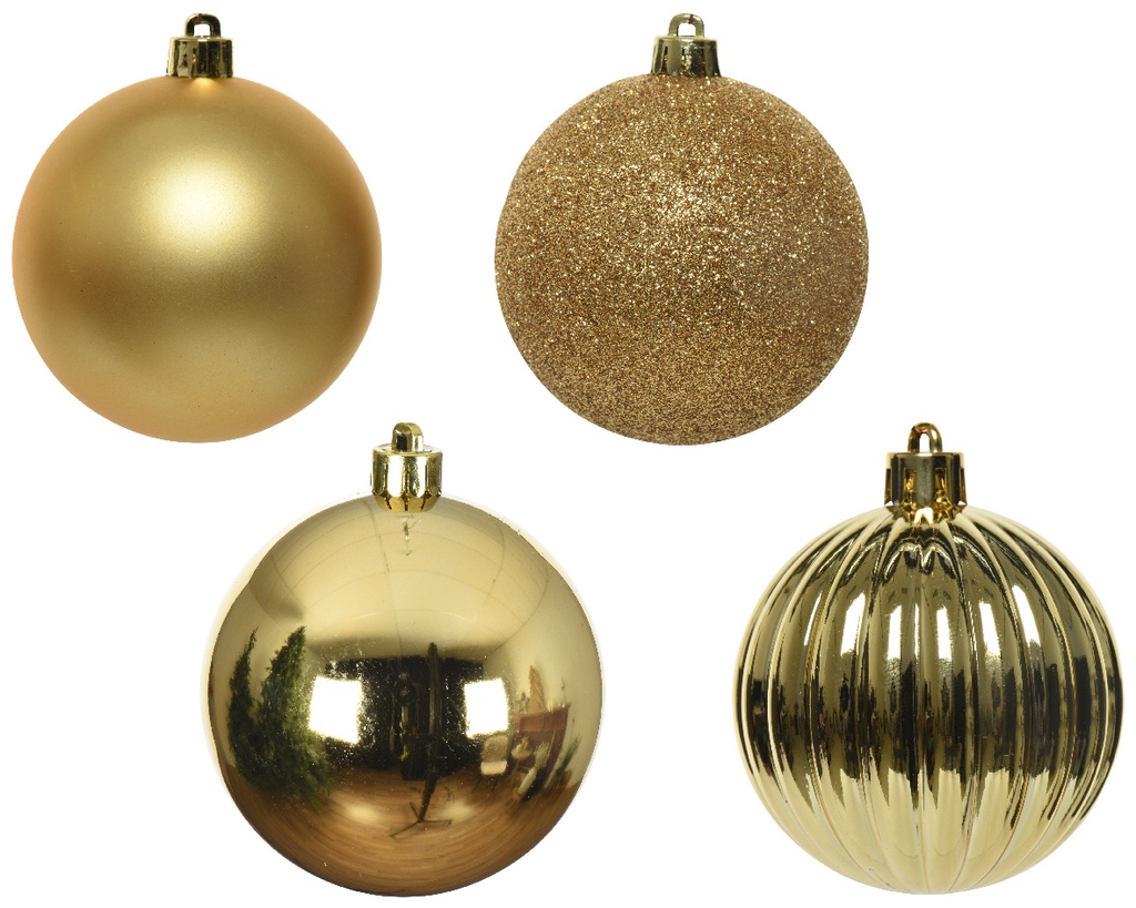 ***BAUBLES SHATTERPROOF SHINY-MATT-GLITTER LIGHT GOLD dia10.00cm