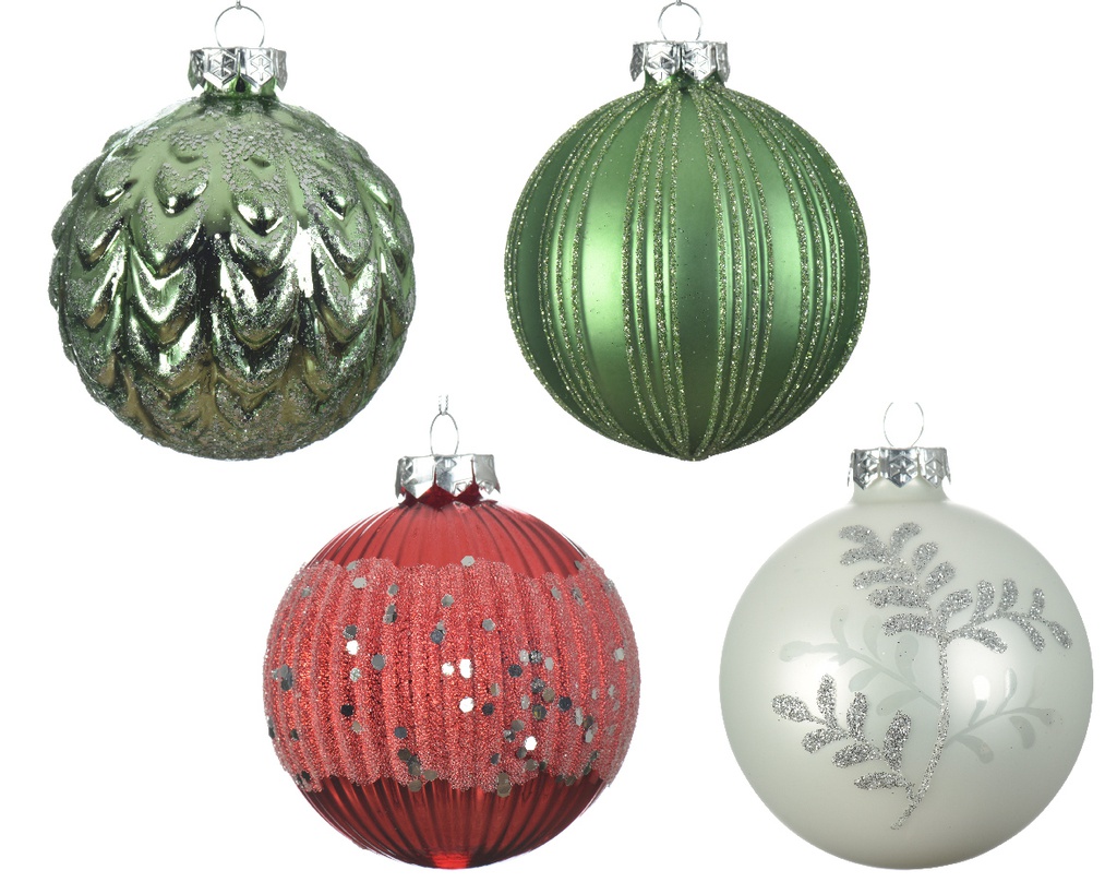 BOULES DE NOEL EN VERRE-DECOR PIN EN VERRE, F 62589