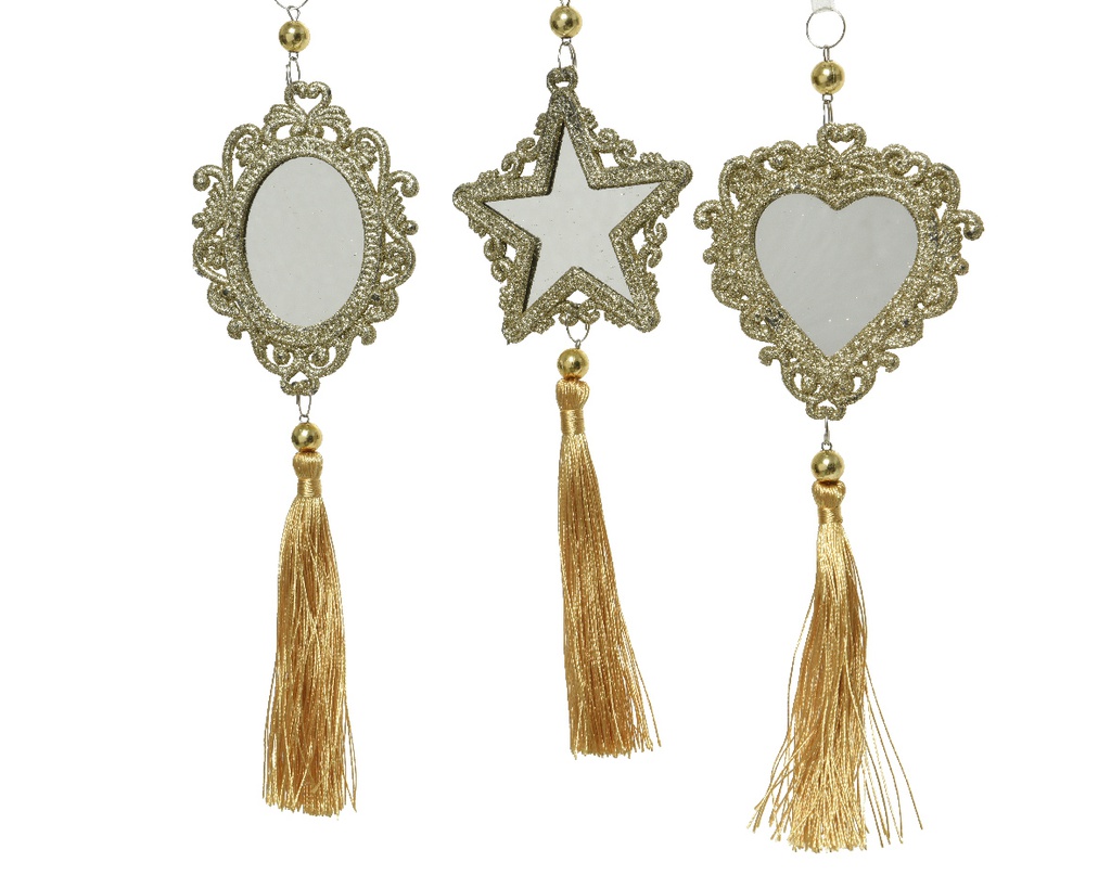 *** MIRROR GLASS W TASSEL 522063