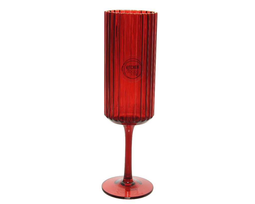 VERRE A CHAMPAGNE ROUGE ET BORDURE DOREE 607987