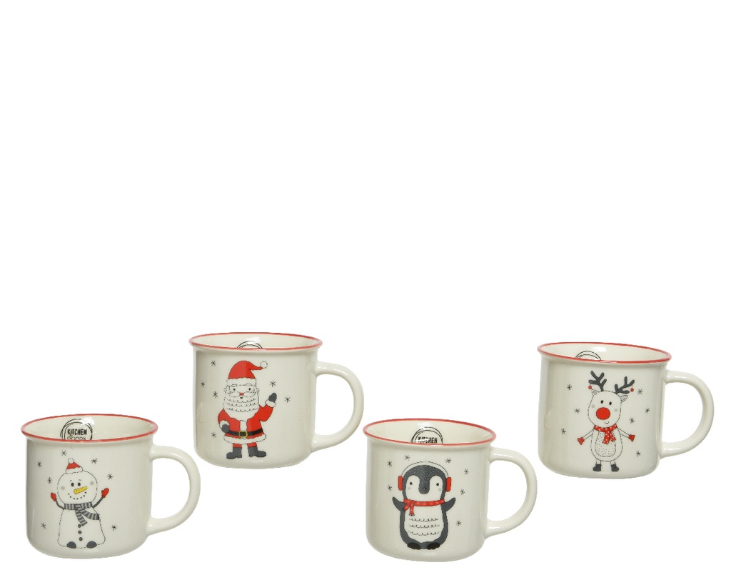 TAZA PORCELANA MOTIVO NAVIDEÑO - FOOD SAFE - 4 MOTIVOS  - PRECIO UNIDAD