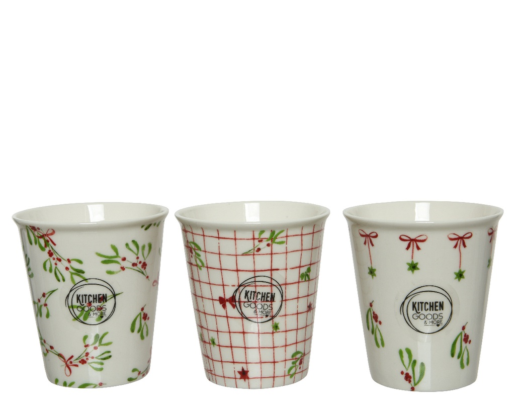 TAZA CERAMICA MOTIVOS NAVIDEÑOS - FOOD SAFE - SET DE 3 TAZAS