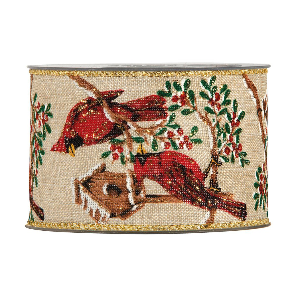 RUBAN MOTIFS OISEAUX ROUGE MM63X10MT 