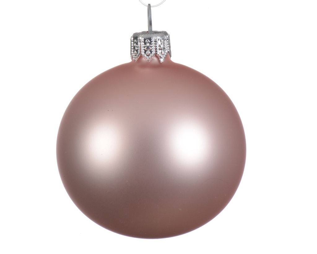 BOULE DE NOEL EN PLASTIQUE - ROSE PALE - dia15cm