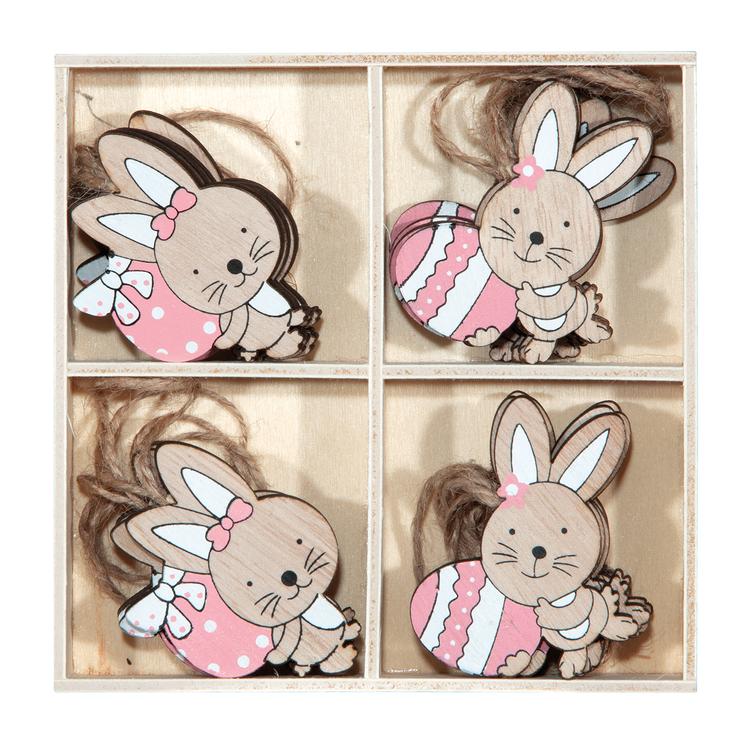 ***RABBITS W/EGGS (16 PCS) CM5XH5 IN A WOOD BOX