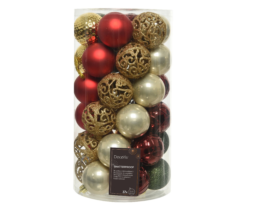 ***BAUBLE SHATTERPROOF ASSORTED dia6.00cm