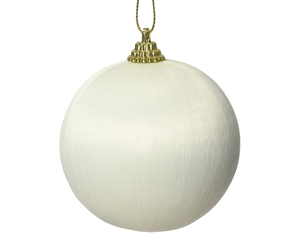 ***BAUBLE FOAM FABRIC WOOL WHITE dia8.00cm