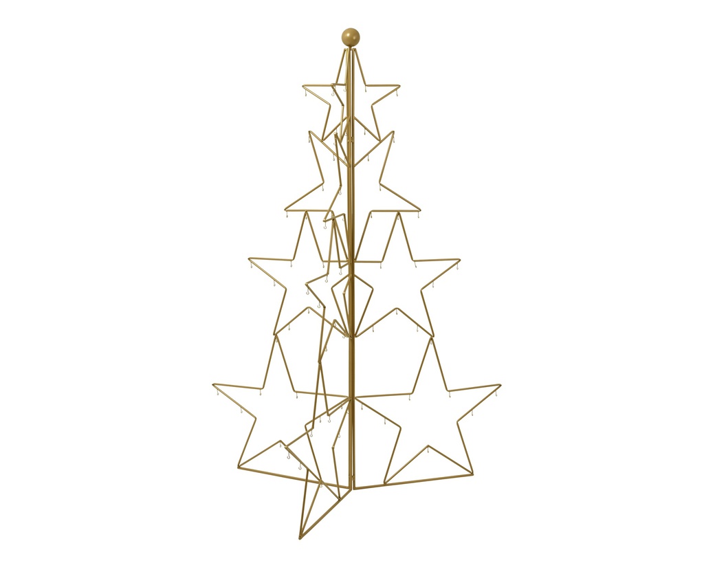 ARBRE DE NOEL EN METAL AVEC UNE SILHOUETTE D'ETOILES - DORE - 3 SILHOUETTES - dia128.00-H180.00cm