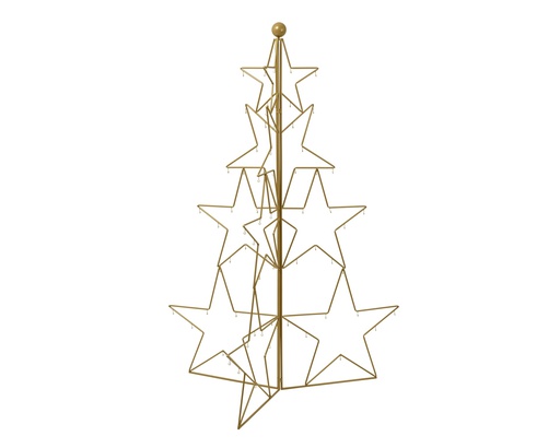 ARBRE DE NOEL EN METAL AVEC UNE SILHOUETTE D'ETOILES - DORE - 3 SILHOUETTES - dia128.00-H180.00cm