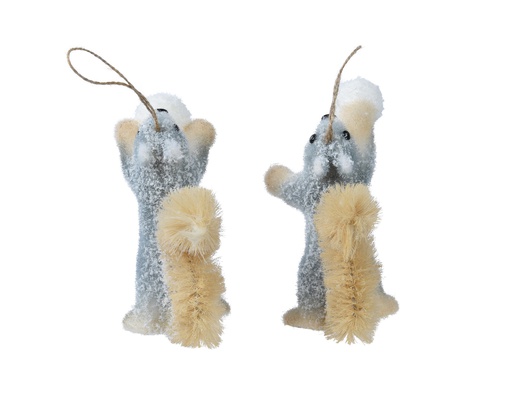 ***SQUIRREL FLOCK SNOWBALL GREY/COLOUR(S) L8.00-W15.00-H16.00cm