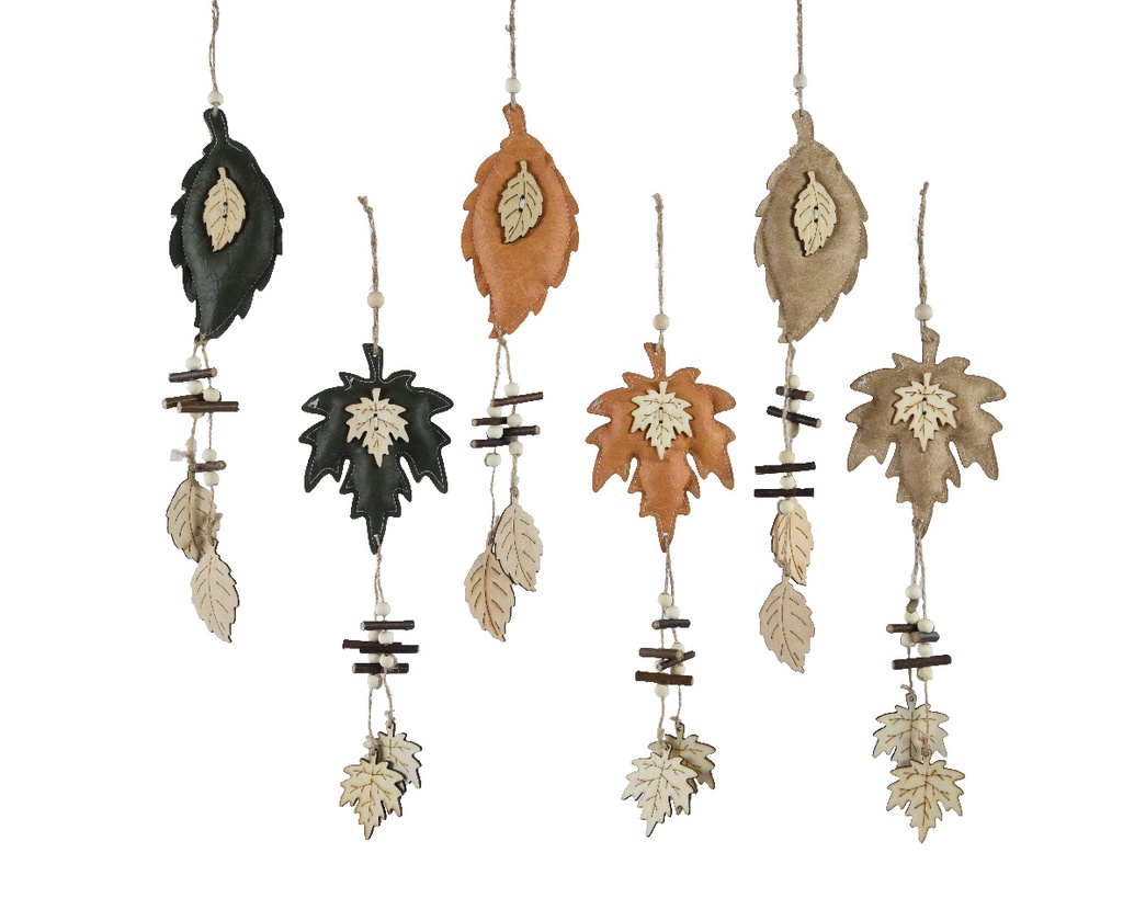 ***LEAF PU WITH TASSEL ASSORTED L1.50-W8.00-H45.00cm