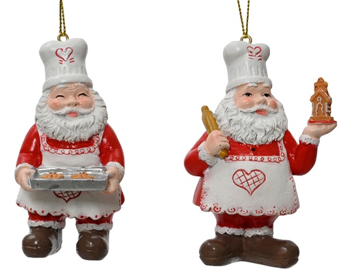 ***SANTA POLYRESIN BAKING SANTA HANGER ASSORTED L5.30-W4.50-H9.00cm