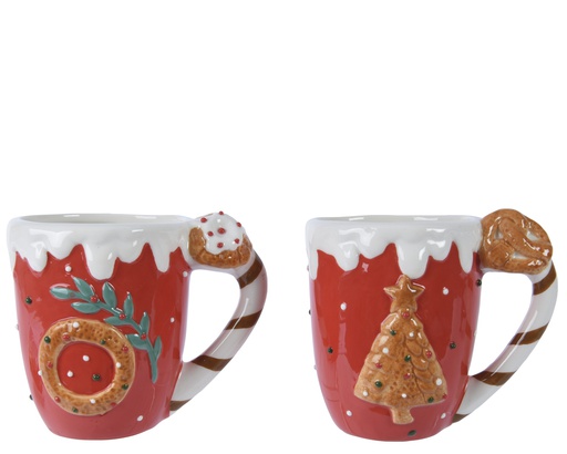 TASSE EN CERAMIQUE A MOTIF - 2 ASSORTIMENTS - L12.00-W9.00-H10.00cm