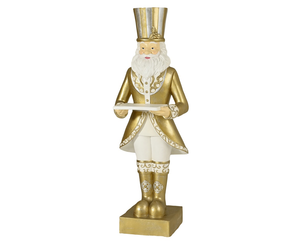 PERE NOEL EN RESINE - DORE/BLANC - L37.00-W59.00-H175.00cm