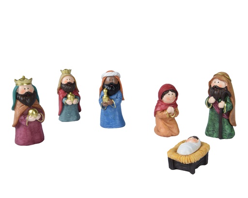 ***NATIVITY SET POLYRESIN ASSORTED L8.50-W6.80-H11.60cm