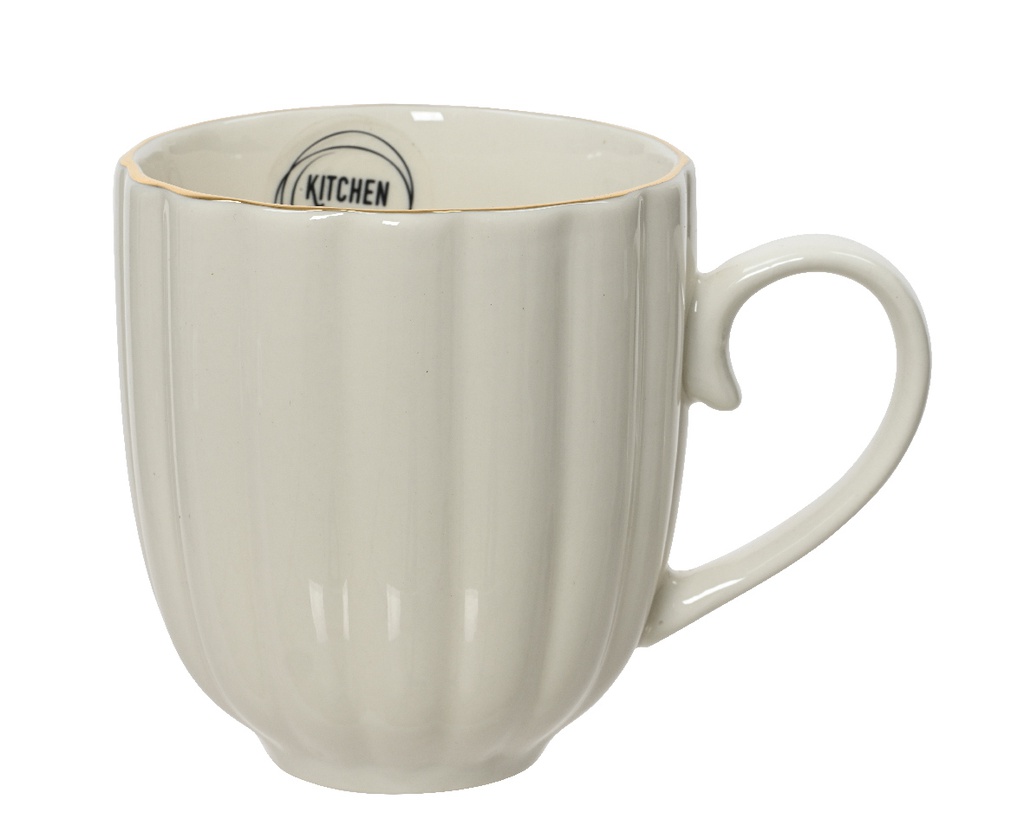 TAZA PORCELANA BLANCA CON BORDE DORADO - L13.00-W9.30-H9.90cm