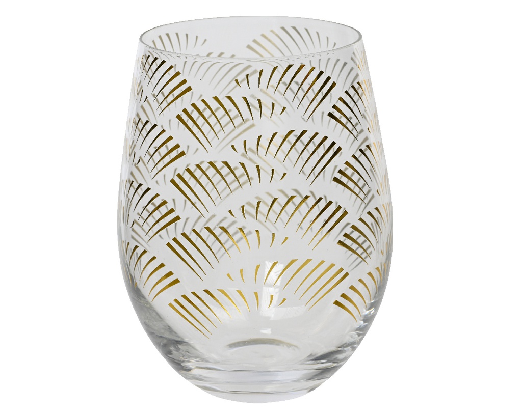 ***DRINKGLASS GLASS CLEAR/GOLD dia9.20-H12.00cm