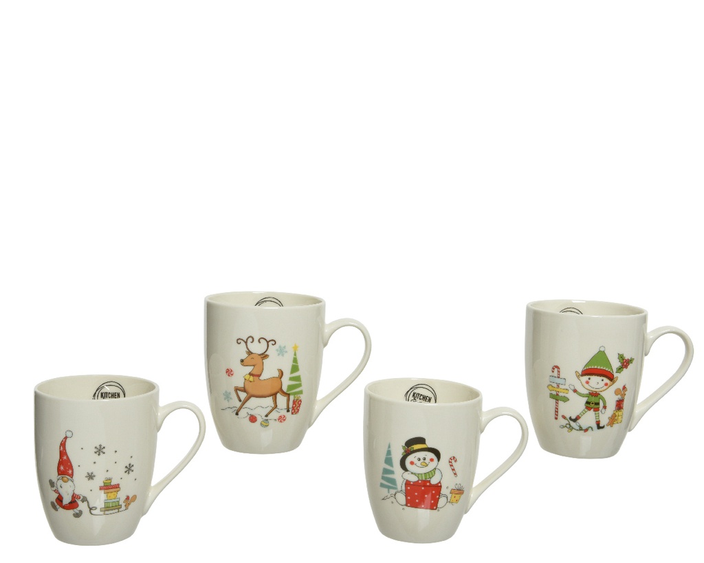 TAZA PORCELANA MOTIVOS NAVIDEÑOS - L12.50-W11.50-H10.50CM - 4 SURTIDOS - PRECIO UNIDAD