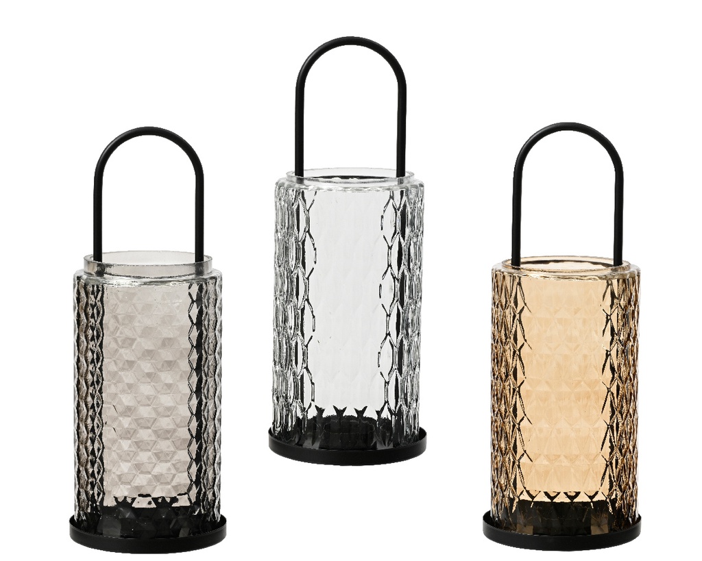 ***LANTERN GLASS ASSORTED dia10.50-H27.50cm