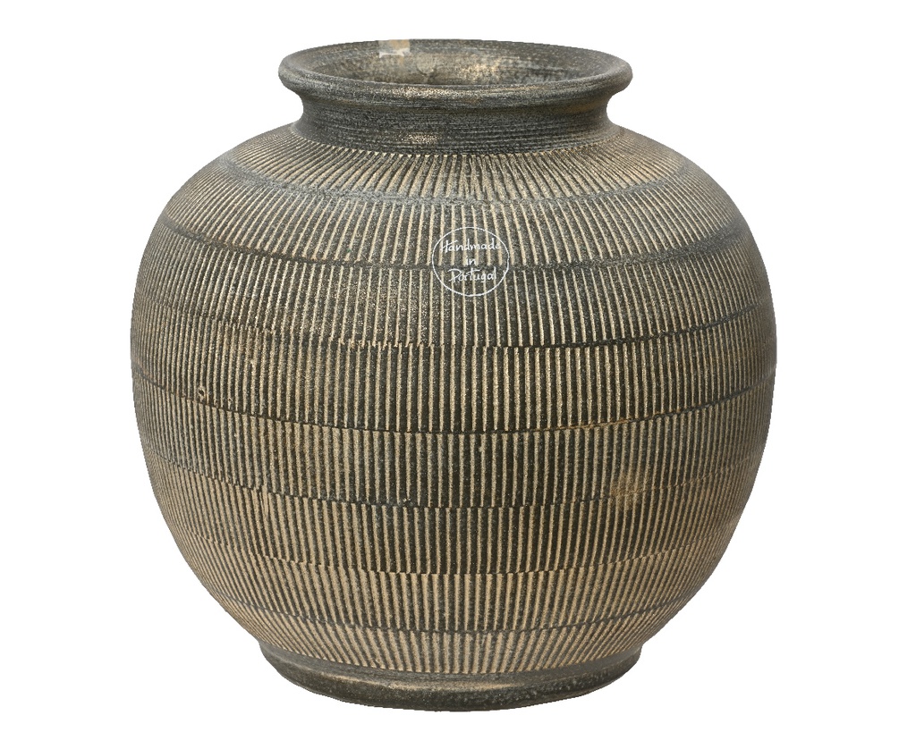 VASE EN TERRE CUITE - MARRON/DORE - dia24.00-H23.00cm