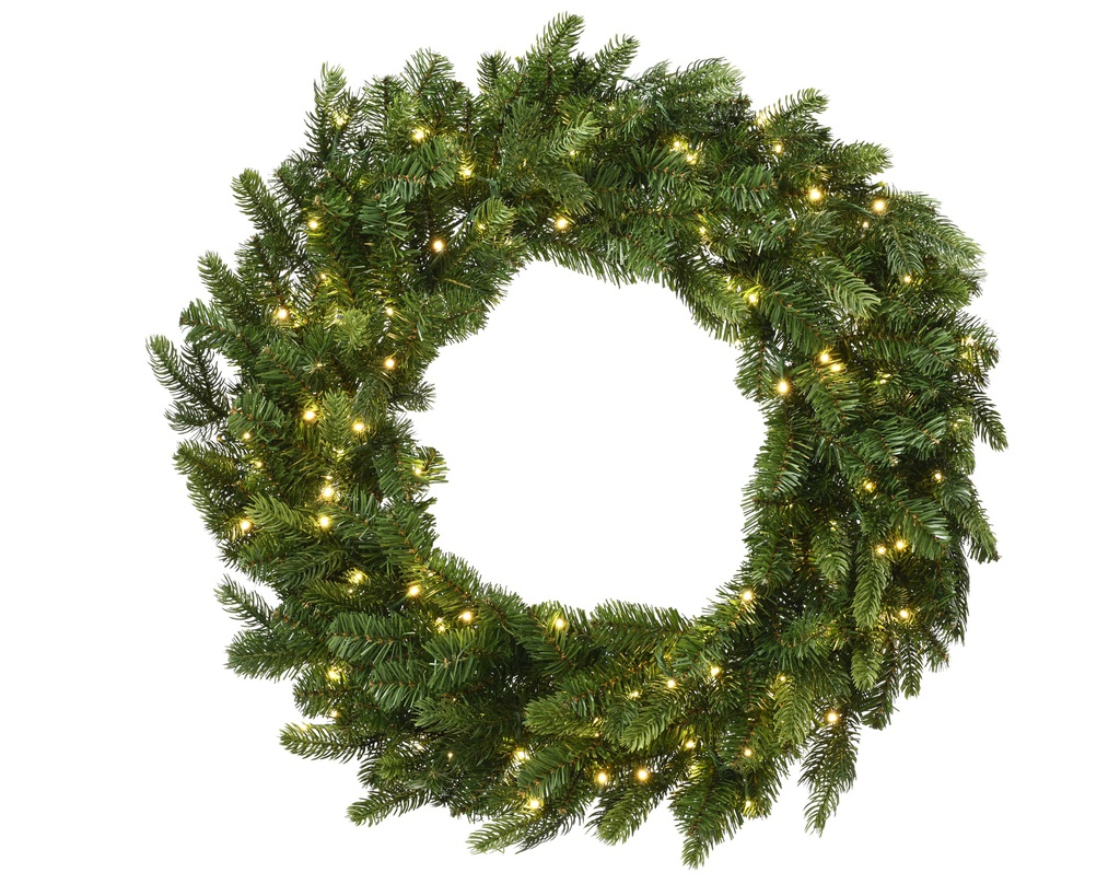 ***GALLOWAY WREATH PRELIT GREEN/WARM WHITE dia80.00-H8.00cm-200L