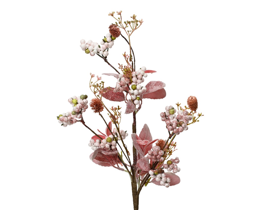 BRANCHES BAIES ROSES A PAILLETTES - L15.00-W2.00-H65.00cm