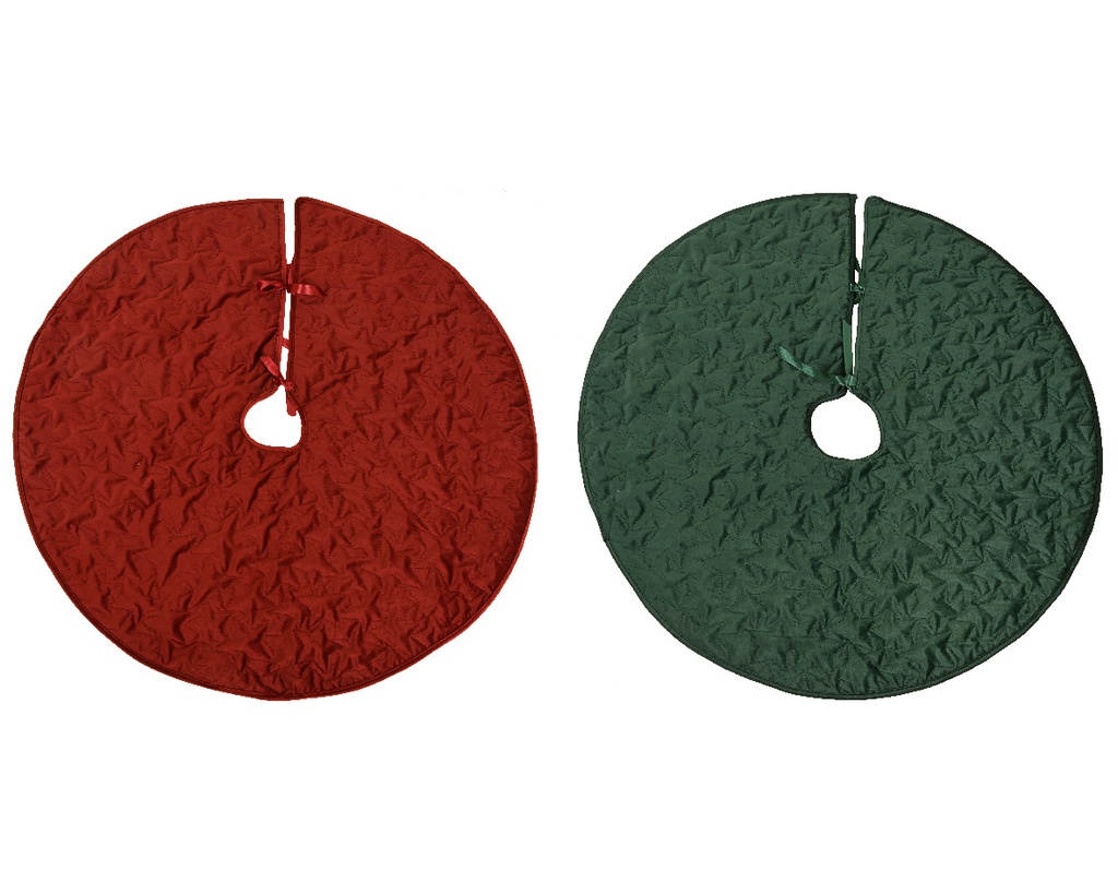 JUPE SAPIN VELOURS RELIEF ROUGE/VERT - dia100.00-H0.10cm