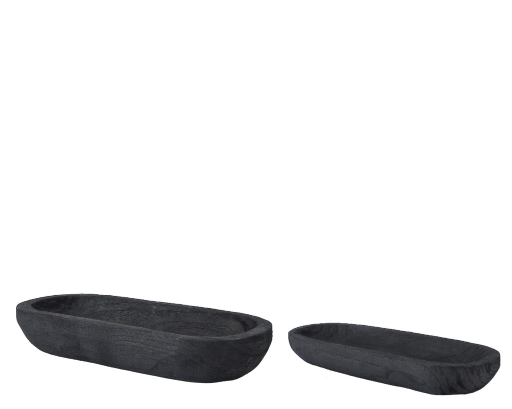 PLATEAU EN BOIS NOIR - L18.50-W50.00-H7.50cm  L14.50-W38.00-H5.00cm