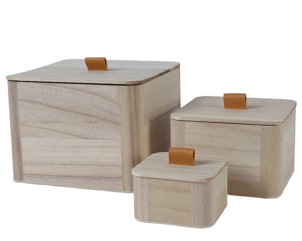 ***BOX PAULOWNIA WOOD NATURAL L20.00-W20.00-H15.00cm  L15.00-W15.00-H10.00cm  L10.00-W10.00-H6.00cm