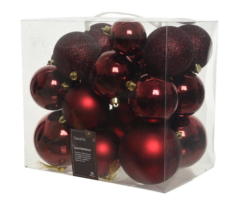 BOULE PLASTIQUE ROUGE/BORDEAUX- dia10.00cm