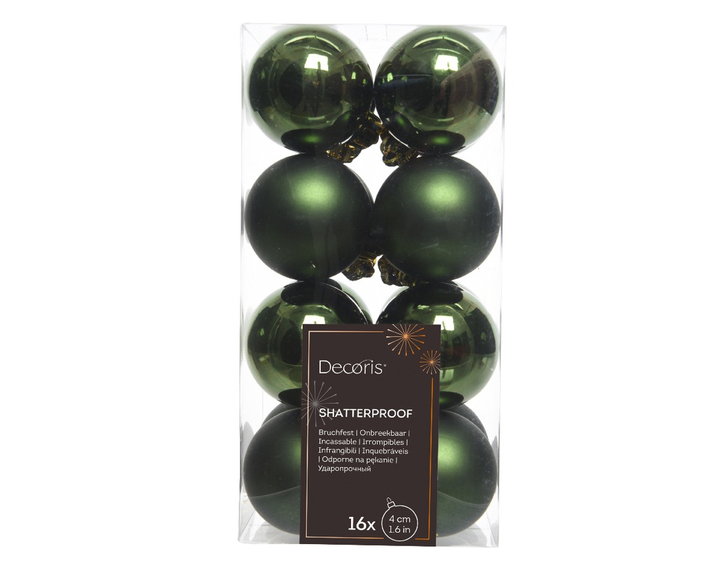 ASSORTIMENT DE BOULES DE NOEL - VERT SAPIN - dia4.00cm