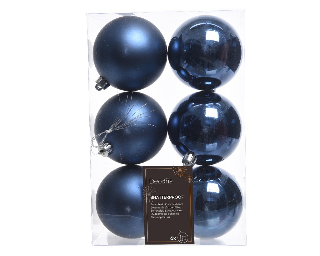 BOULES DE NOEL EN PLASTIQUE - BLEU NUIT - dia8.00cm