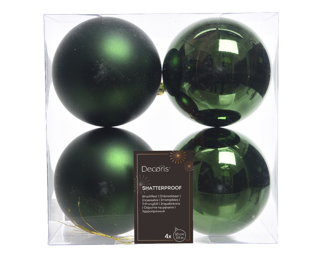 ASSORTIMENT DE BOULES DE NOEL - VERT SAPIN - dia10.00cm