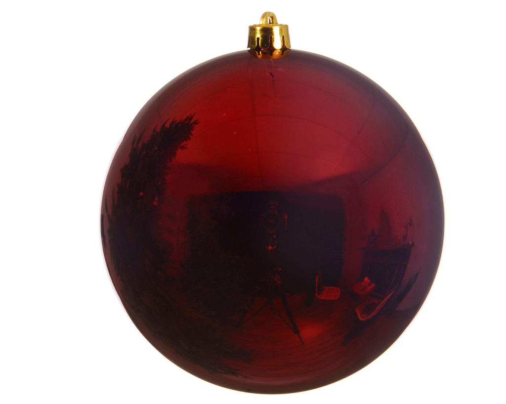 BOULE DE NOEL EN PLASTIQUE - ROUGE SANGUIN - dia14.00cm