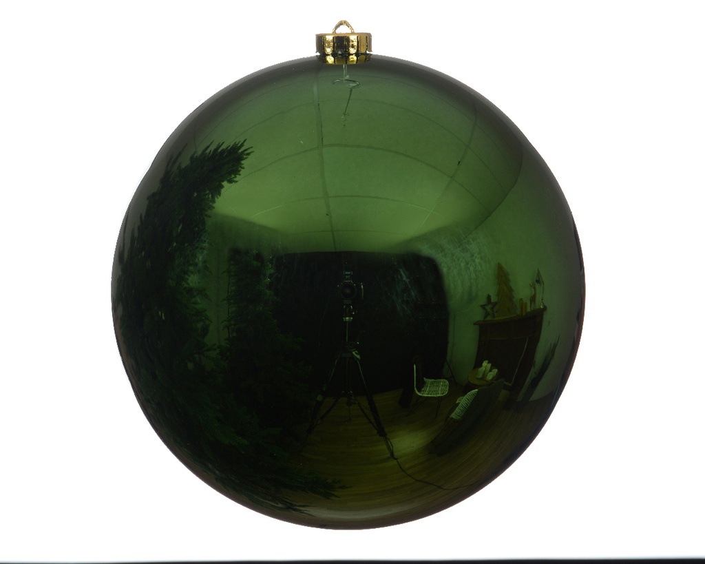 BOULE DE NOEL EN PLASTIQUE - SAPIN VERT - dia14.00cm