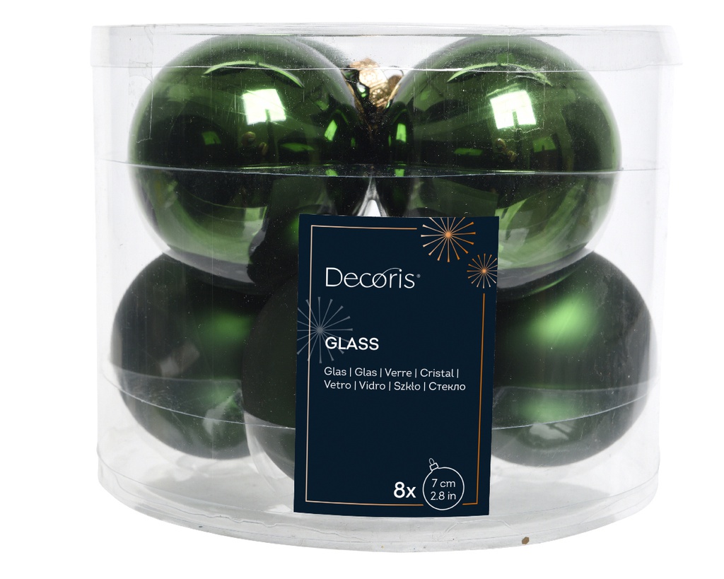 BOULES DE NOEL EN VERRE - VERT SAPIN - dia7.00cm