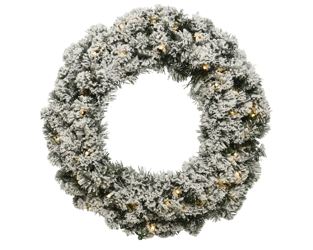 CORONA IMPERIAL WREATH NEVADO BO CON LUZ VERDE/BLANCO dia60.00-H8.00cm-50L