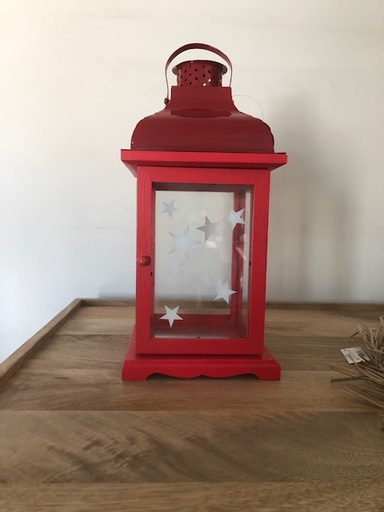 LANTERNE EN METAL ROUGE -18/38CM - UD