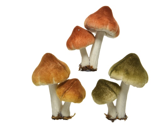 CHAMPIGNONS EN POREX - MOUTARDE, MARRON OU VERT - PRIX A L'UNITE - L5.00-W7.00-H9.00cm