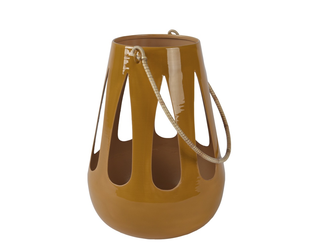 ***LANTERN IRON MUSTARD/MUSTARD YELLOW dia17.00-H22.00cm