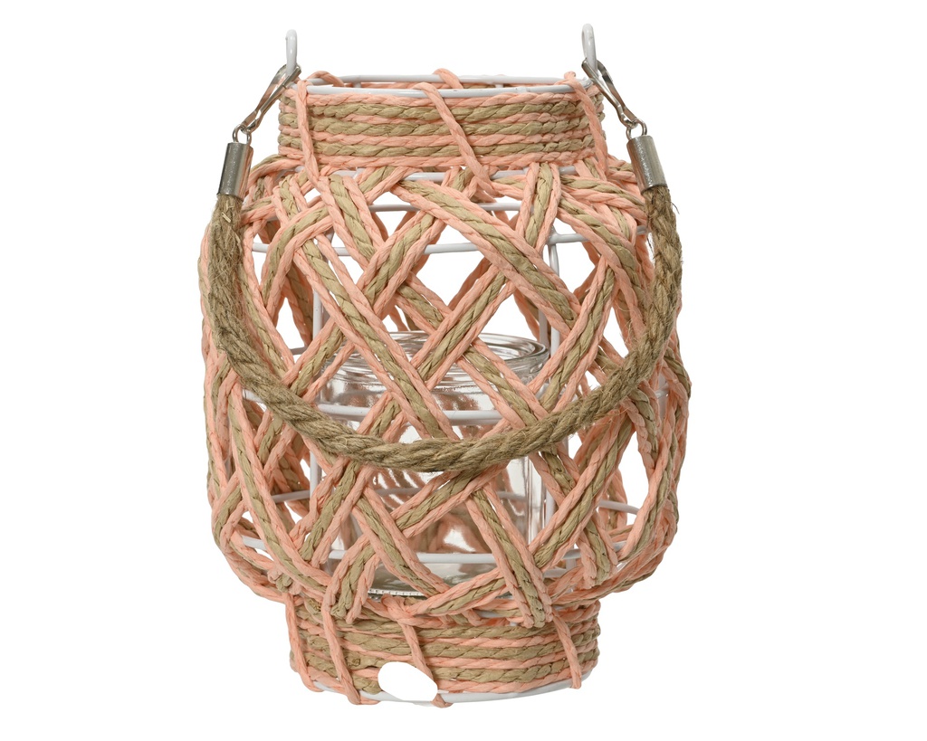 ***LANTERN PAPERROPE PEACH dia16.00-H20.00cm