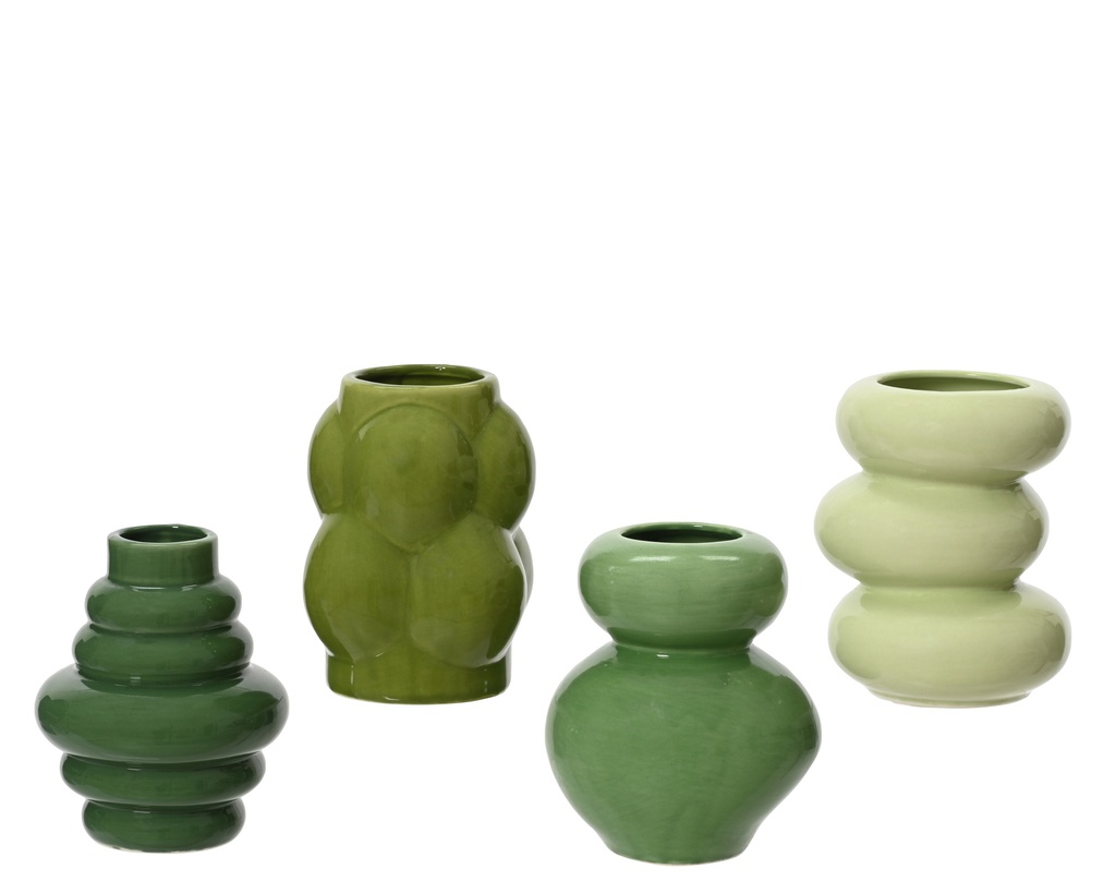 JARRONCITO PORCELANA TONOS VERDES - 4 SURTIDOS - PRECIO UNIDAD -L9.50-W9.50-H12.00cm