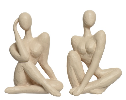 FIGURINE FEMME EN RESINE - 2 MODELES - CREME - PRIX A L'UNITE - L8.00-W6.00-H11.00cm