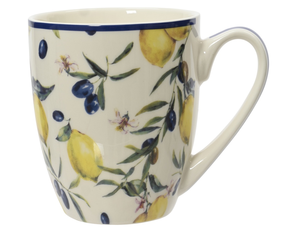 TASSE EN PORCELAINE - DESSINS DE CITRONS - L12.50-W9.10-H10.60cm