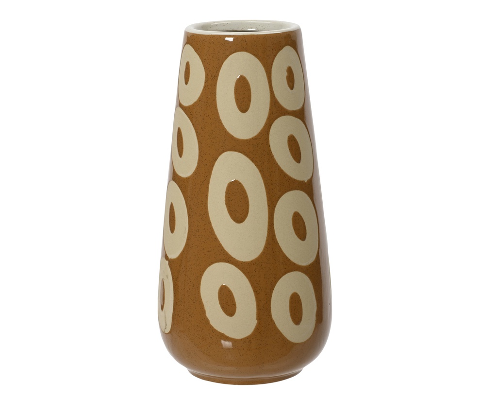 ***VASE STONEWARE BEIGE/COLOUR(S) dia14.00-H28.00cm