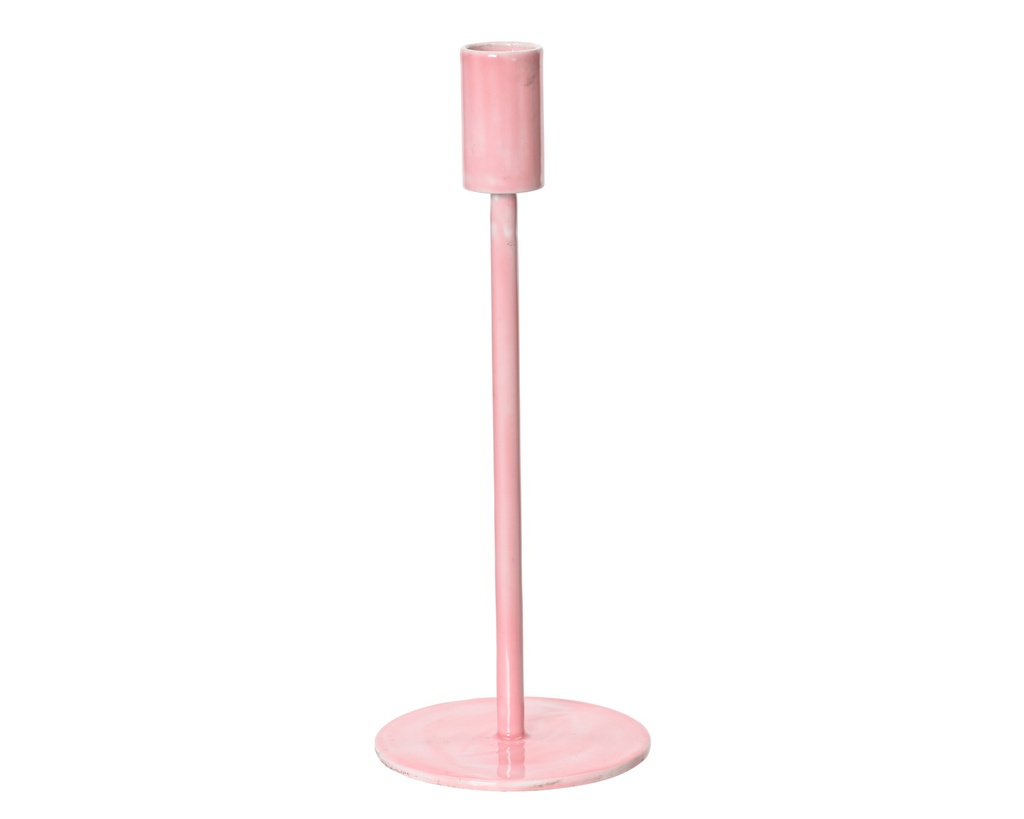 ***CANDLEHOLDER ALUMINIUM SOFT PINK dia22.50-H9.00cm