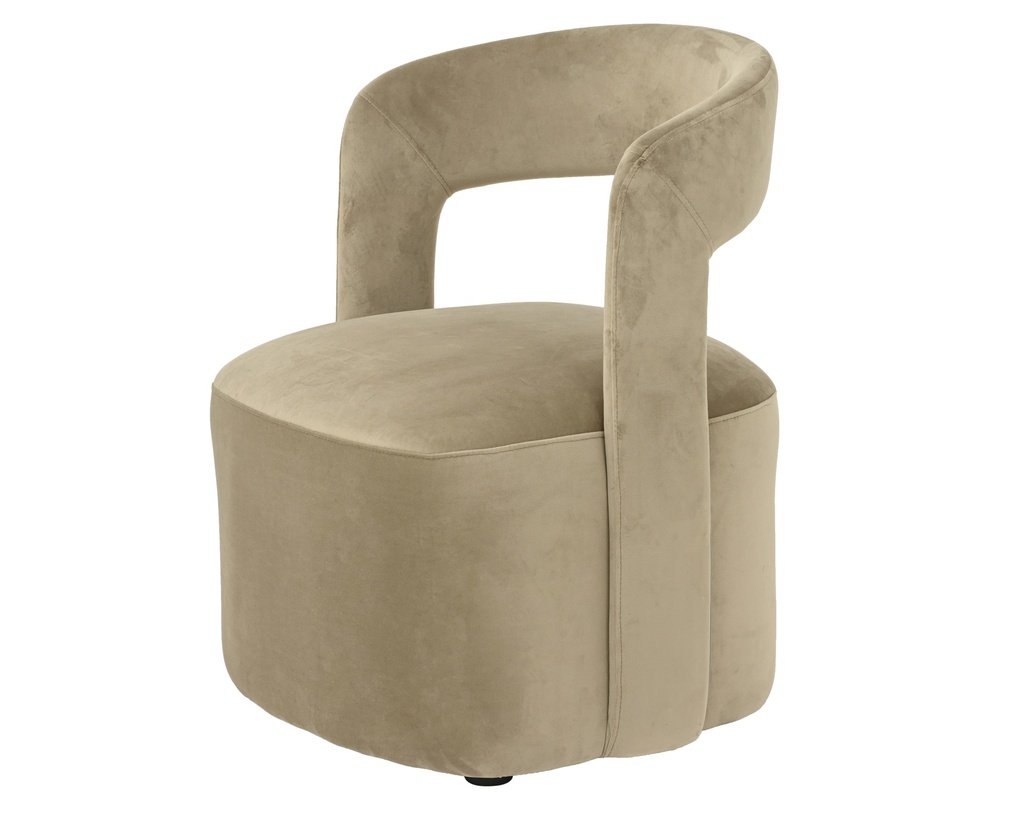 ***LOUNGE CHAIR POLYESTER VELVET SAND L55.00-W51.00-H66.00cm