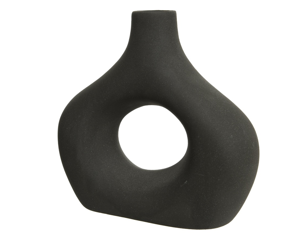 JARRON CERAMICA NEGRO -  L19.00-W7.00-H18.50cm