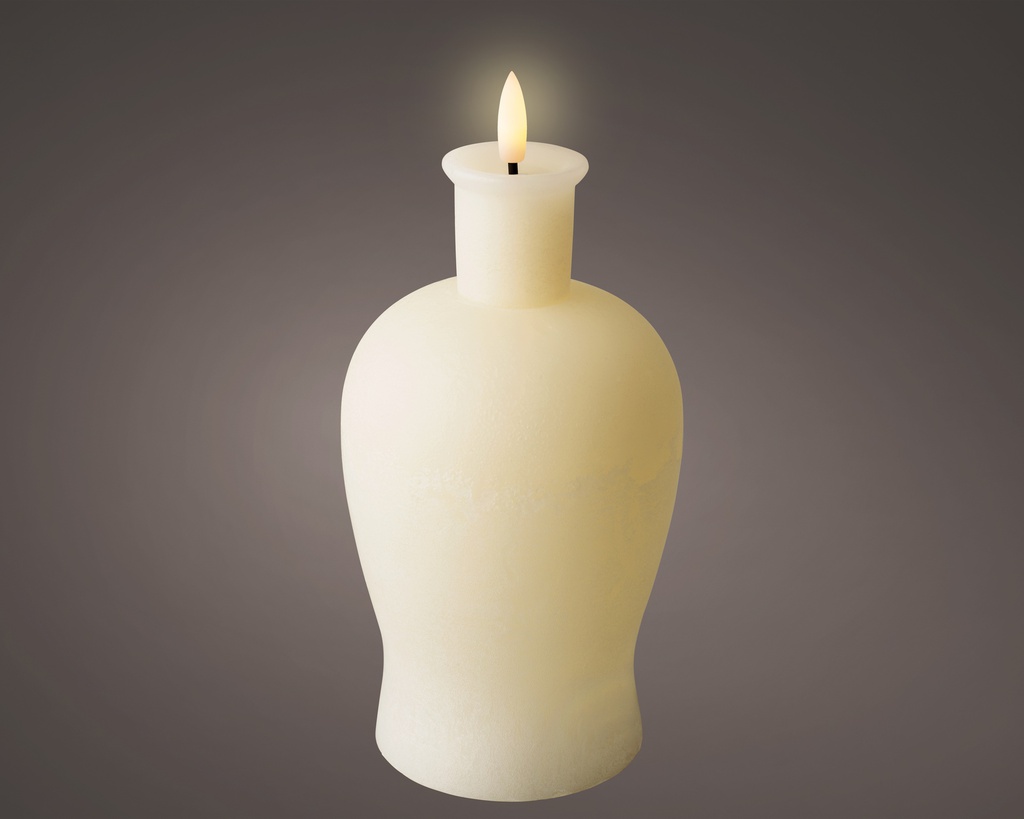 ***LED WICK CANDLE BO INDOOR CREAM/WARM WHITE dia10.00-H20.50cm-1L